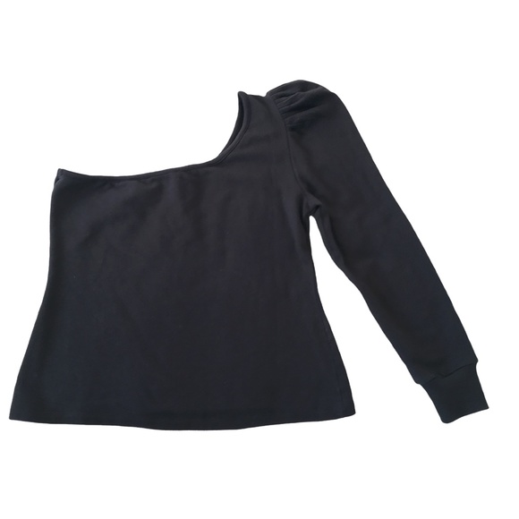 Anthropologie Bishop + Young One Shoulder Sweatshirt Black Large - Picture 5 of 12